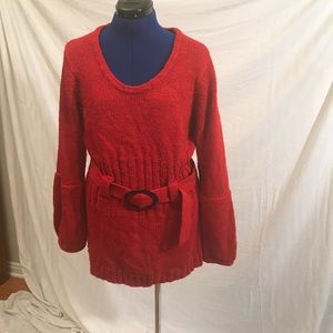 Ashley Stewart red knit sweater size 14/16.